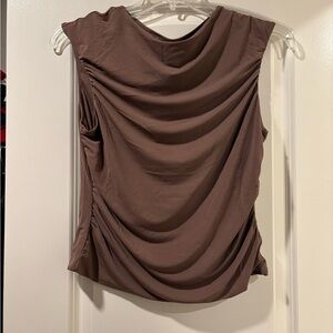 H&M Brown Draped Sleeveless Blouse